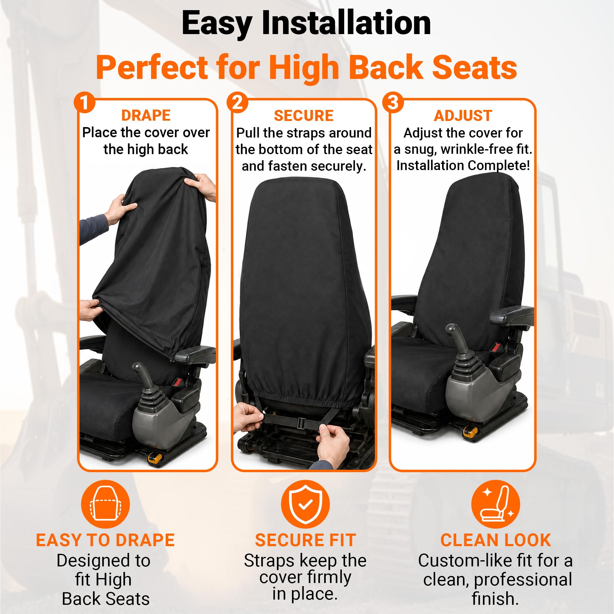 Amazon.com: High Excavator Back Seat Cover (20”x28”) - Heavy Duty